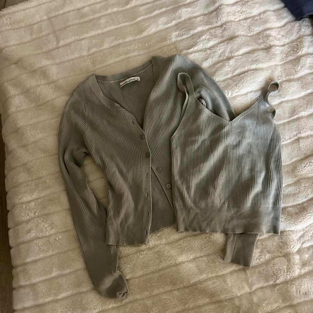 Ribbed Cardigan and Tank Set